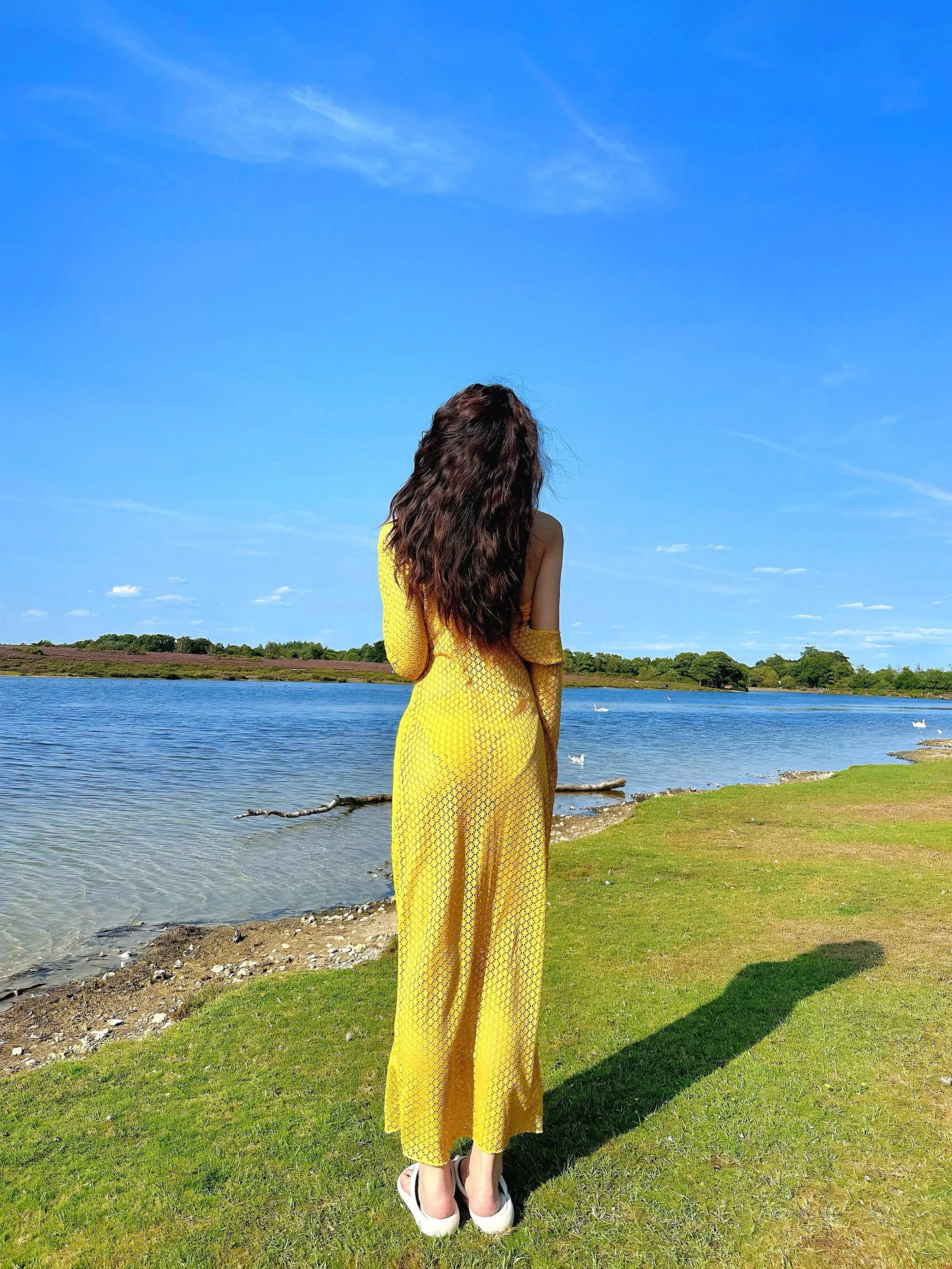 Yellow 3-piece Floral Bikini with hand-knitted cover up dress, Holiday outfit, Beach Wear, Swimsuit, Boho Beach Outfit ,Vacation, Chic.